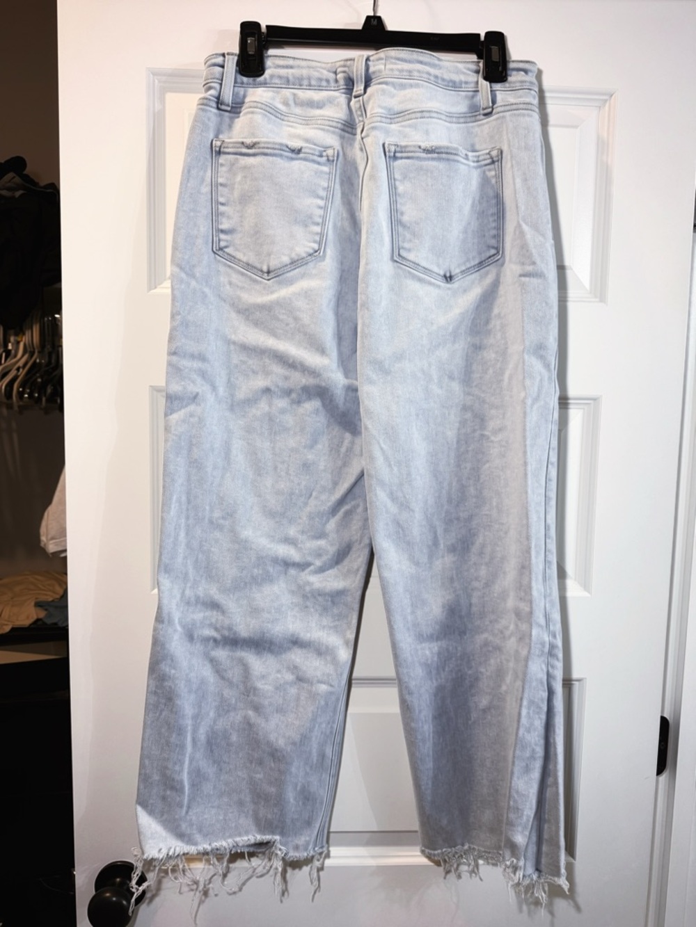 Light Blue High-Rise Wide Leg Jeans with Frayed Hem - Picture 2 of 3